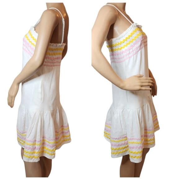 Lisa Marie Fernandez Target linen blend white/yellow/pink dress. XXS. Pockets - Picture 13 of 16
